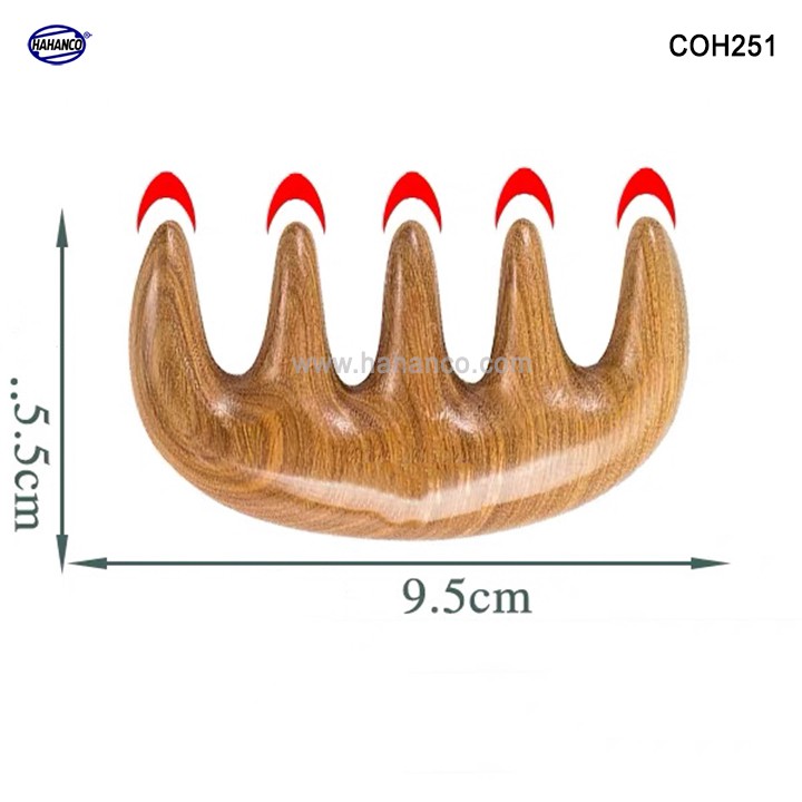 Lược gỗ thơm 5 răng massa đầu giúp lưu thông khí huyết đả thông kinh mạch (Size: S -10cm) [COH251] HAHANCO